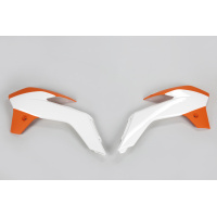 Radiator covers / White-orange - oem 15 - Ktm - REPLICA PLASTICS - KT04042-999W - UFO Plast