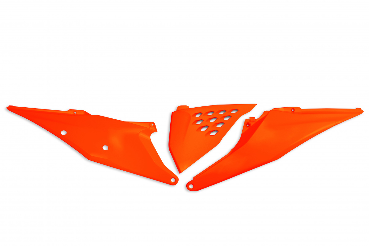 Side panels / Vented - neon orange - Ktm - REPLICA PLASTICS - KT05004-FFLU - UFO Plast