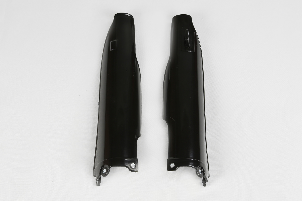 Fork Slider Protectors black for Kawasaki KLX 450R (2007-25) - KXF 250 (2006-08) - KXF 450 (2006-08) - REPLICA PLASTICS - KA0...