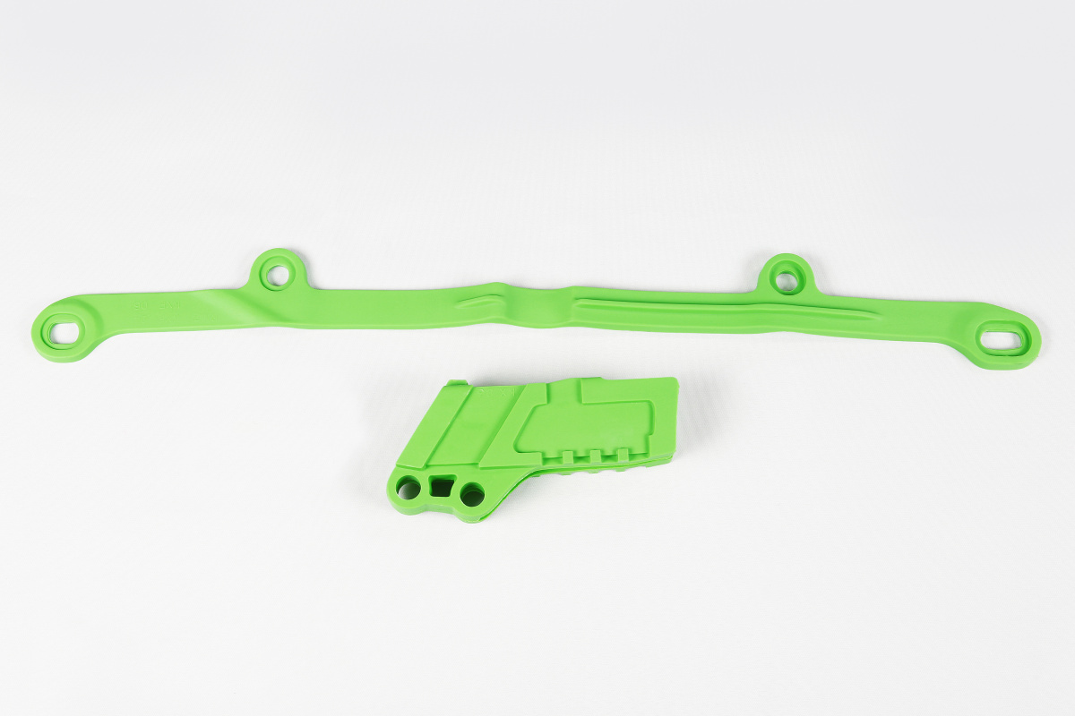 Chain Guide + Swingarm Chain Slider green for Kawasaki KXF 250 (2004-05) - REPLICA PLASTICS - KA03794-026 - Ufo Plast