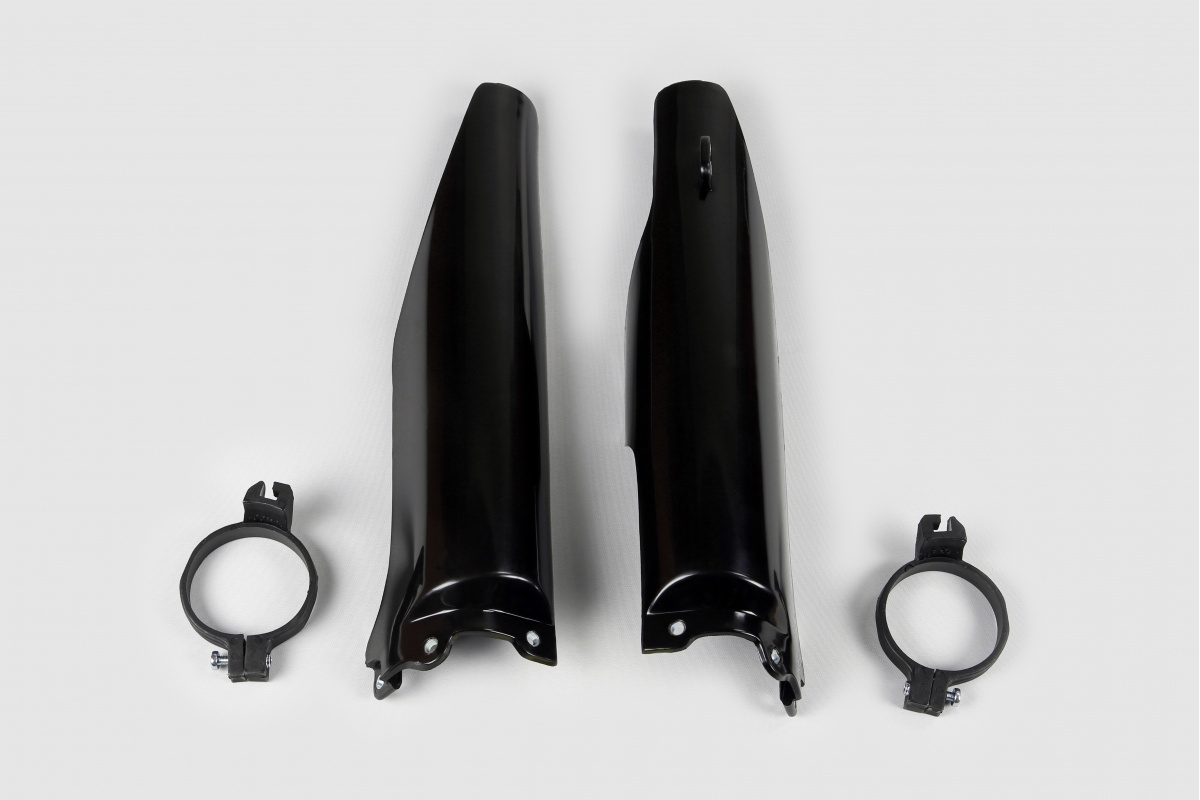 Fork Slider Protectors black for Kawasaki KX 125 (2004-08) - KX 250 (2004-08) - KXF 250 (2004-05) - REPLICA PLASTICS - KA0376...