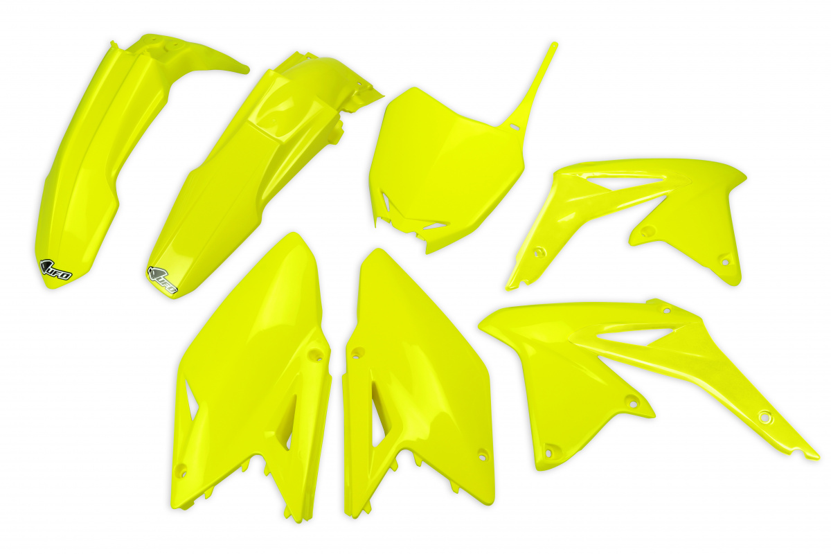 Plastic Kit neon yellow for Suzuki RMZ 450 (2008-17) - REPLICA PLASTICS - SUKIT417-DFLU - Ufo Plast