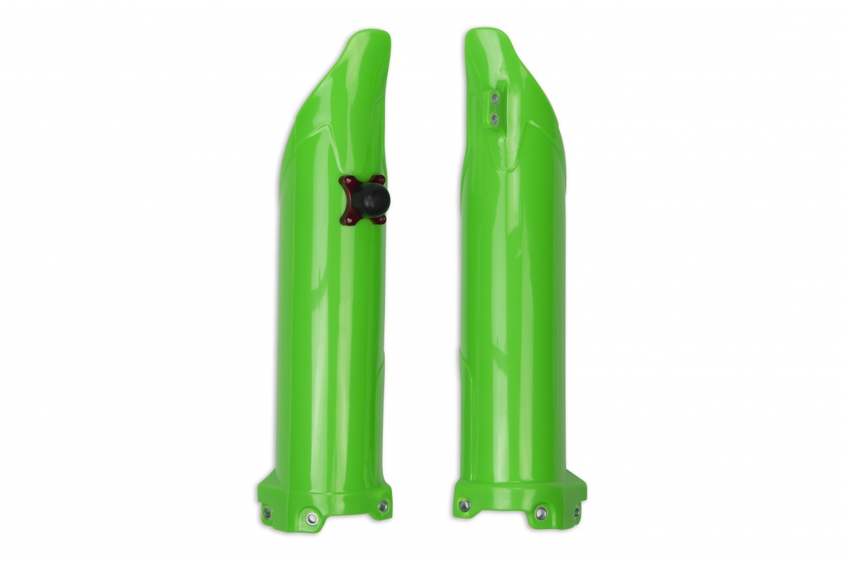 Fork Slider Protector + Quick Starter neon green for Kawasaki KXF 250 (2016-25) - KXF 450 (2019-25) - REPLICA PLASTICS - KA04...