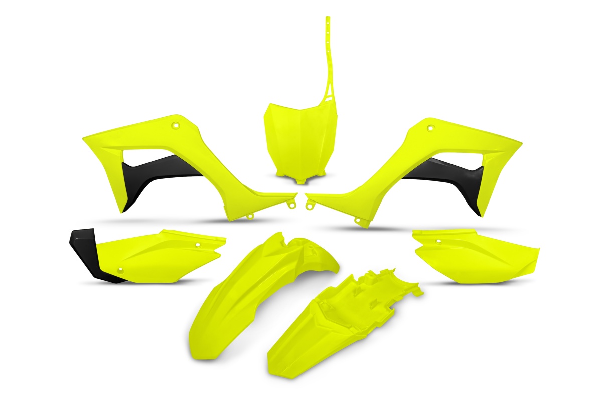 Plastic Kit neon yellow for Honda CRF 110F (2019-25) - REPLICA PLASTICS - HOKIT124-DFLU - Ufo Plast