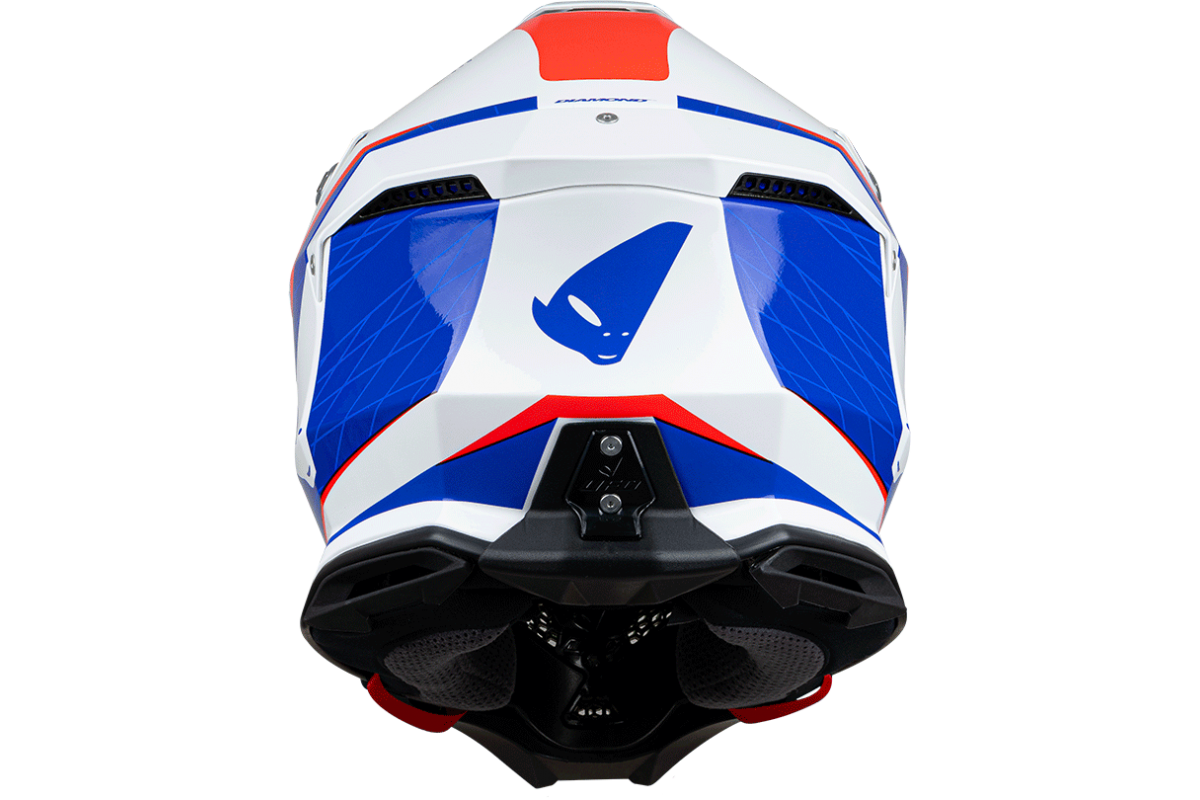 Motocross helmet Diamond white, red and blue - HIGHLIGHT - he054 - UFO Plast