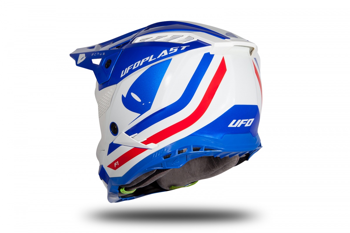 Motocross helmet Echus blue, white and red glossy - Home - HE168 - UFO Plast