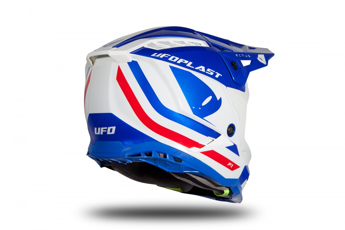 Motocross helmet Echus blue, white and red glossy - Home - HE168 - UFO Plast