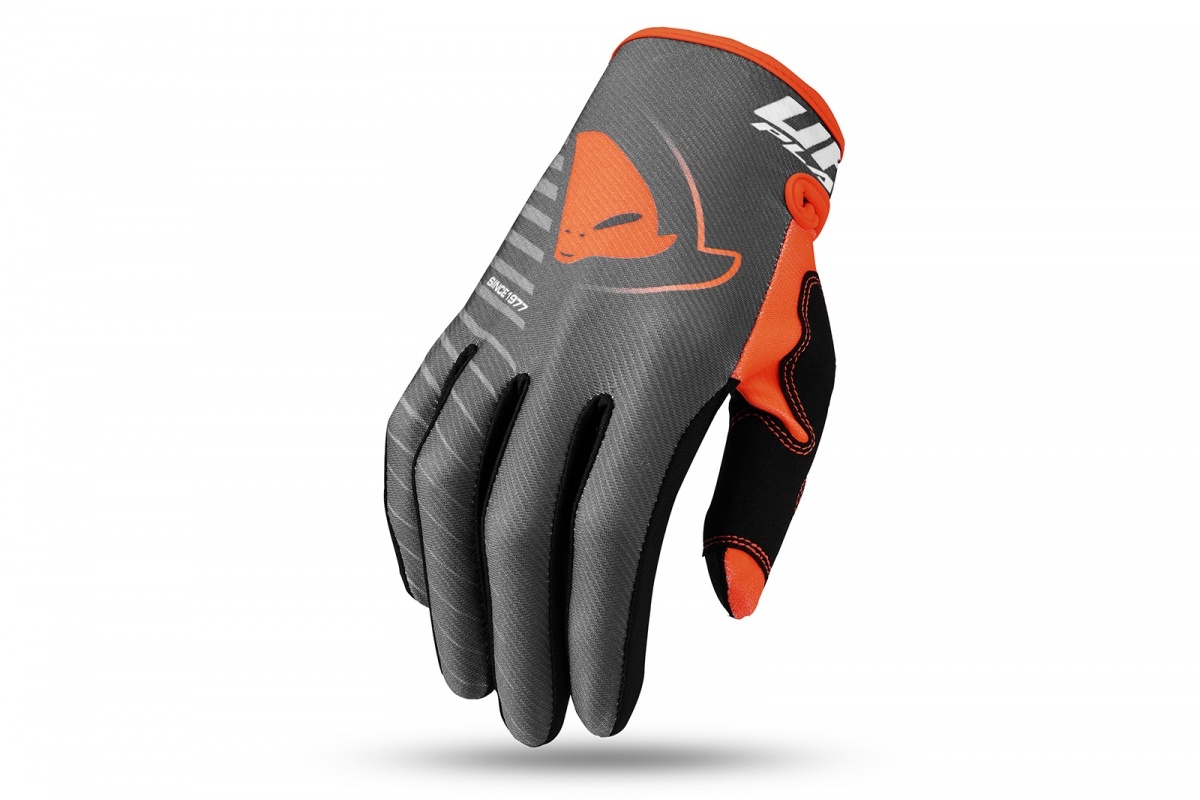 MOTOCROSS SKILL KIMURA GLOVES FOR KIDS GREY AND NEON ORANGE - Gloves - GU04501-EF - UFO Plast