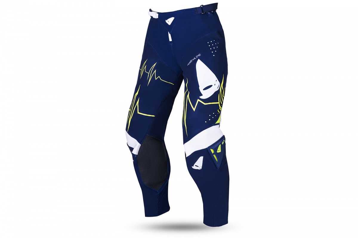 MOTOCROSS SLIM ADRENALINE PANTS BLUE AND NEON YELLOW - ADULT - PI04486-N - UFO Plast